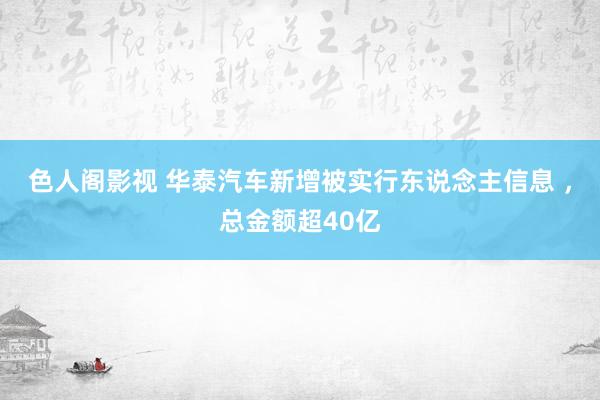 色人阁影视 华泰汽车新增被实行东说念主信息 ，总金额超40亿