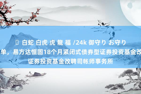 ✨白蛇 白虎 虎 龍 福 /24k 御守り お守り 普华永说念又丢单，易方达恒固18个月紧闭式债券型证券投资基金改聘司帐师事务所