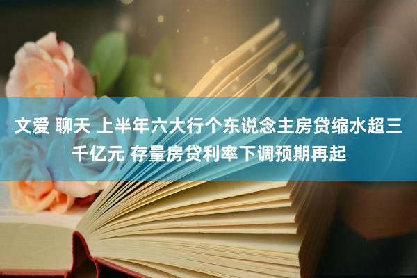 文爱 聊天 上半年六大行个东说念主房贷缩水超三千亿元 存量房贷利率下调预期再起