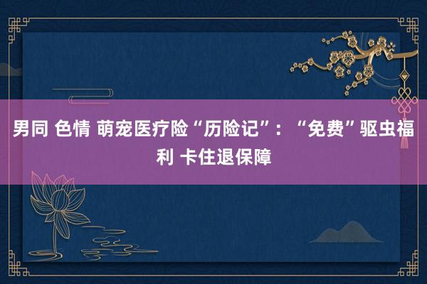 男同 色情 萌宠医疗险“历险记”：“免费”驱虫福利 卡住退保障